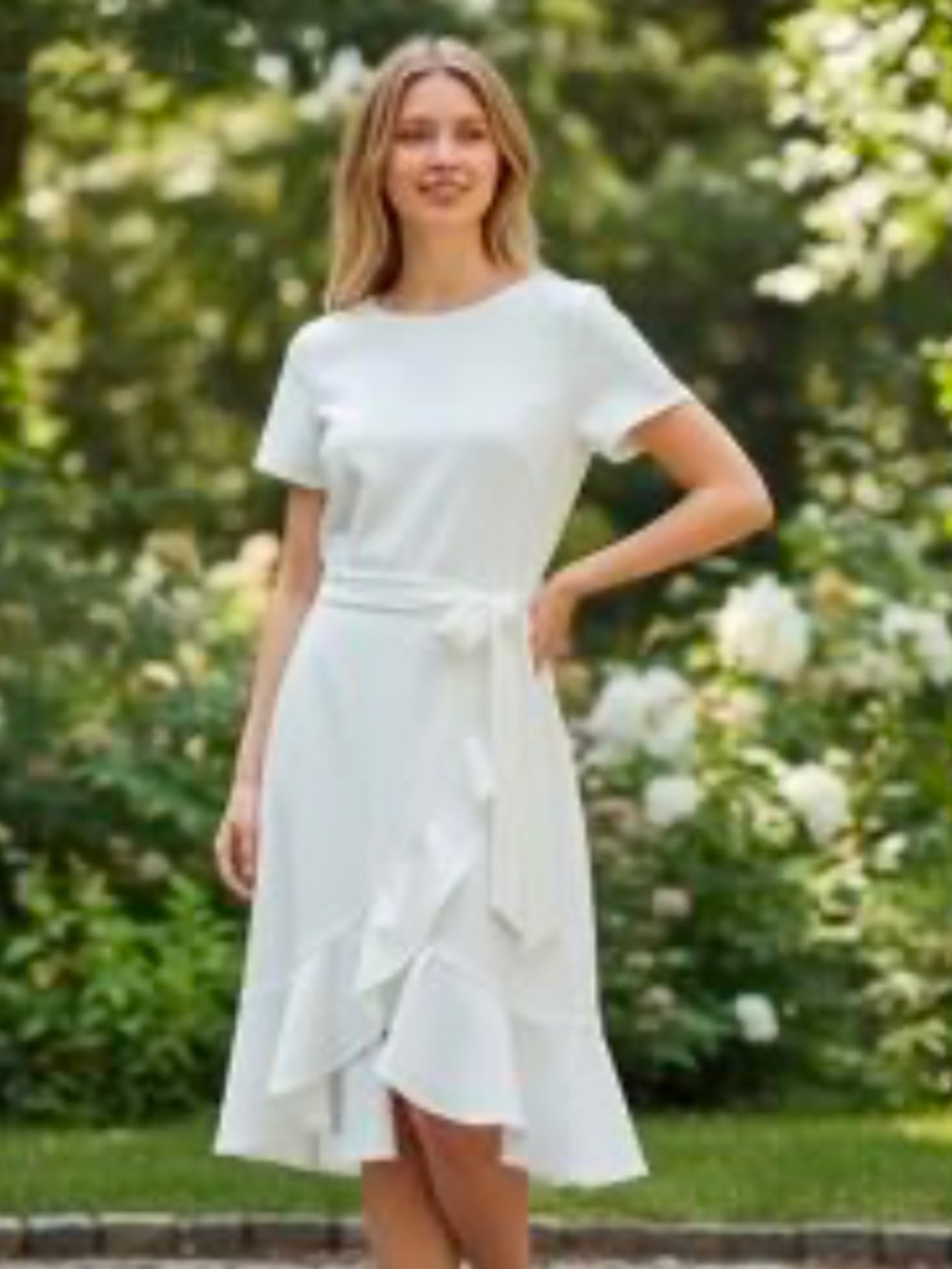 White Calvin Klein Wrap Cap Sleeve Dress size 12